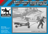 F32086 1/32 WW II Luftwaffe bombenpersonal + Bomb loader + SC250 bomb N°1 Blackdog