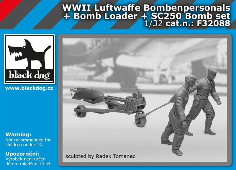 F32088 1/32 WW II Luftwaffe bombenpersonals + Bomb loader + SC250 bomb set Blackdog