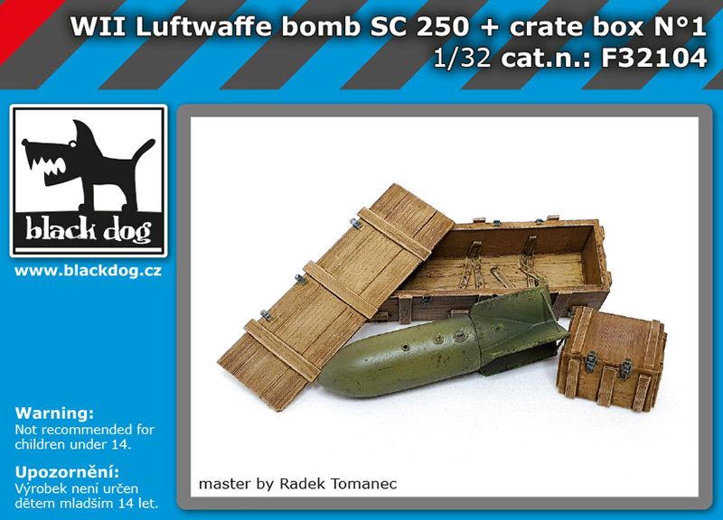 F32104 1/32 WW II Luftwaffe bomb SC 250 + crate box N°1 Blackdog