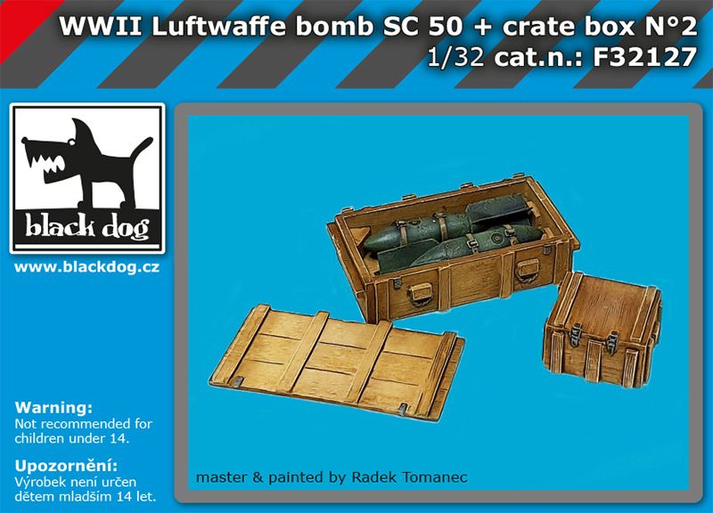 F32127 1/32 WW II Luftwaffe bomb Sc 50+crate box N°2 Blackdog