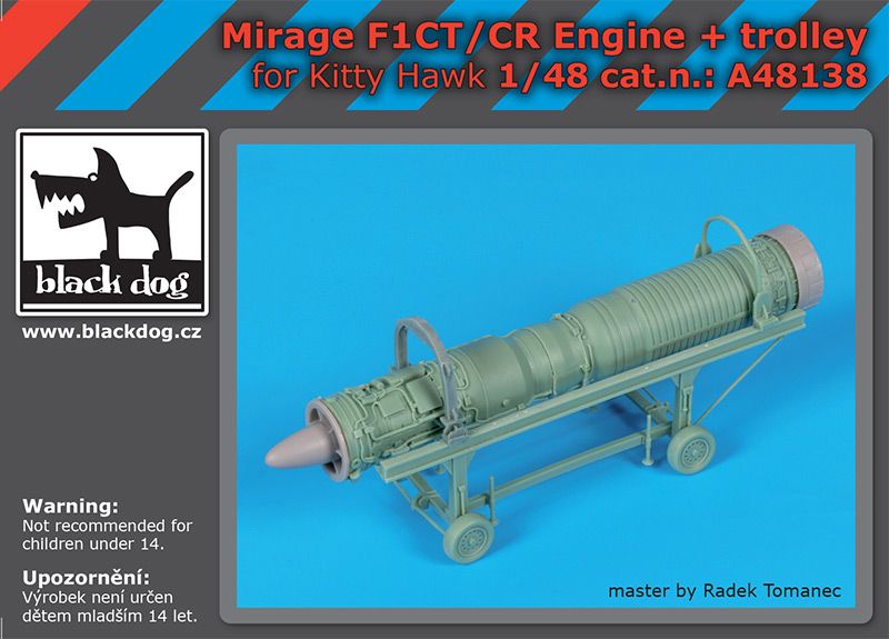 A48138 1/48 Mirage F1CT/CR engine+trolley Blackdog