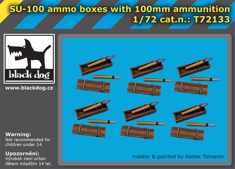 T72133 1/72 SU-100 ammo boxes with 100mm ammunition Blackdog