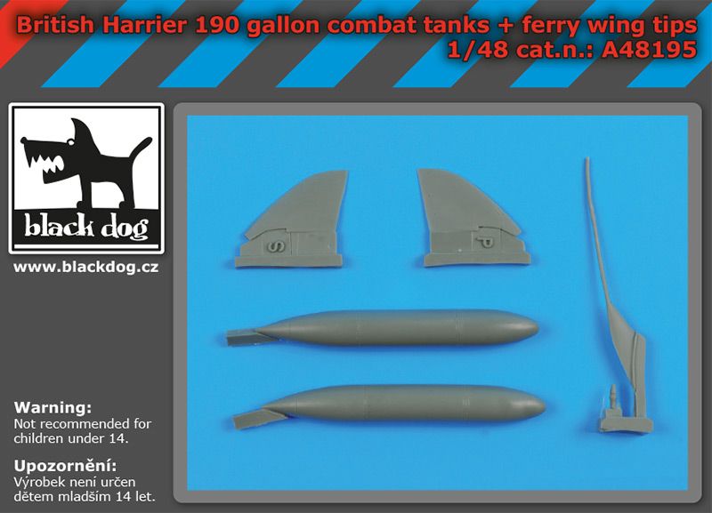 A48195 1/48 British Harrier 190gallon tanks + ferry wing tips Blackdog