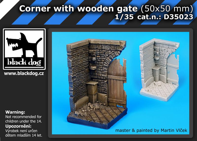 D35023 1/35 Corner with wooden gate (50x50 mm) Blackdog